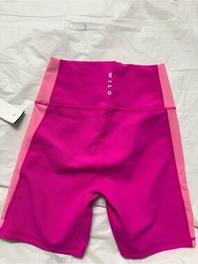 WILO High-Waist Pink Performance Bike Shorts with Light Pink Side Panels